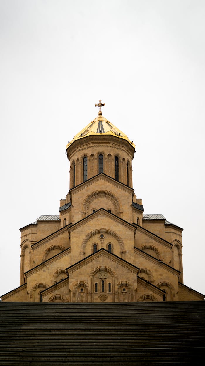 Stunning view of the Holy Trinity Cathedral in Tbilisi showcasing its architectural beauty.
